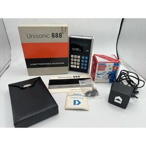 Unisonic SLIDE RULETTE Model 888 Calculator Tested With Case Cord & Original Box